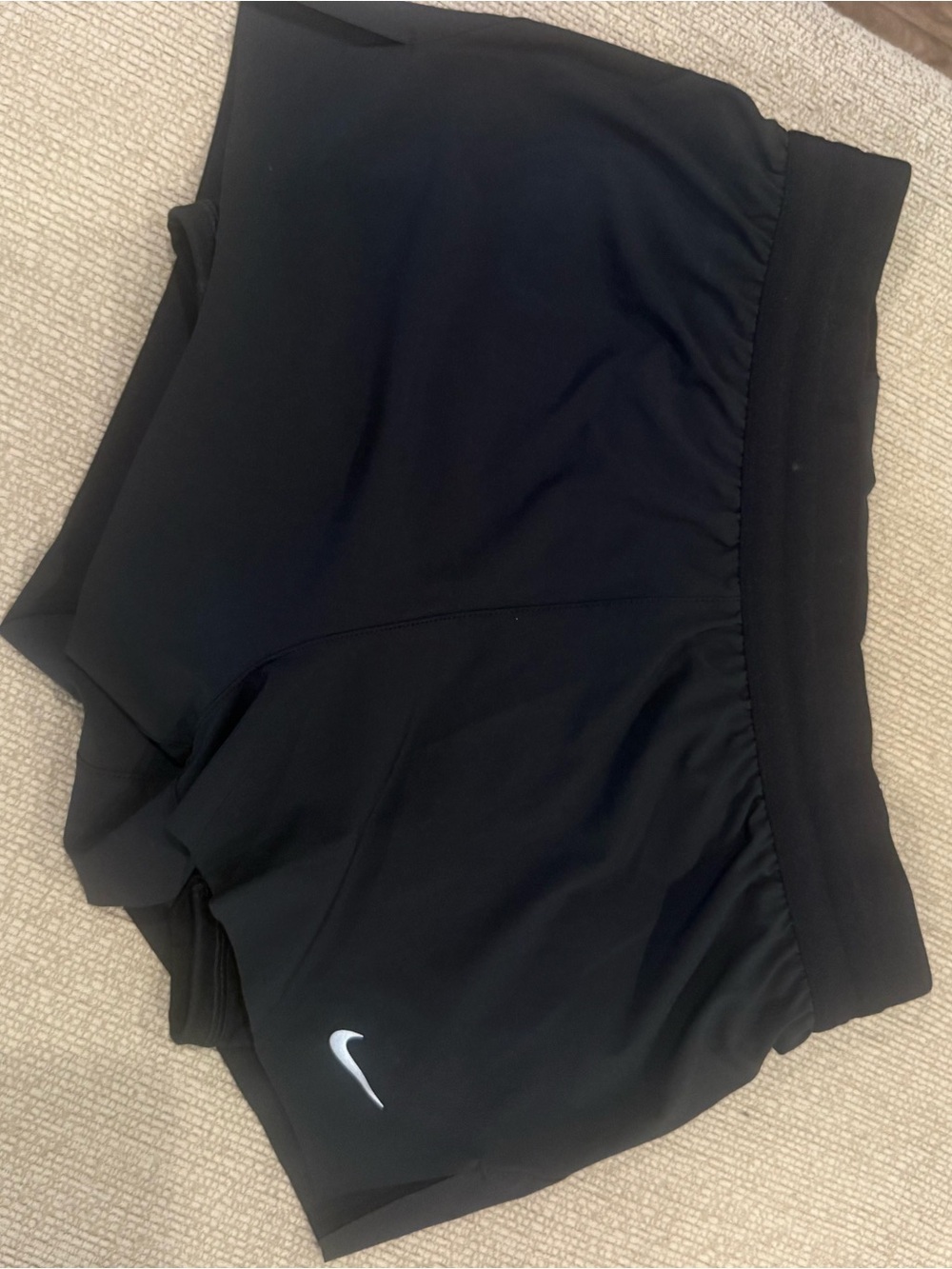 Nike Black Athletic Shorts with White Swoosh